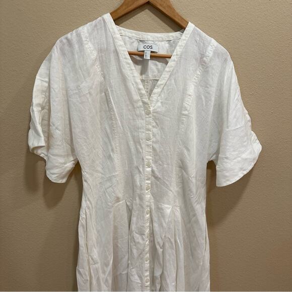 COS White Pure Linen Oversized Button Front Maxi Dress 4 - Picture 9 of 13